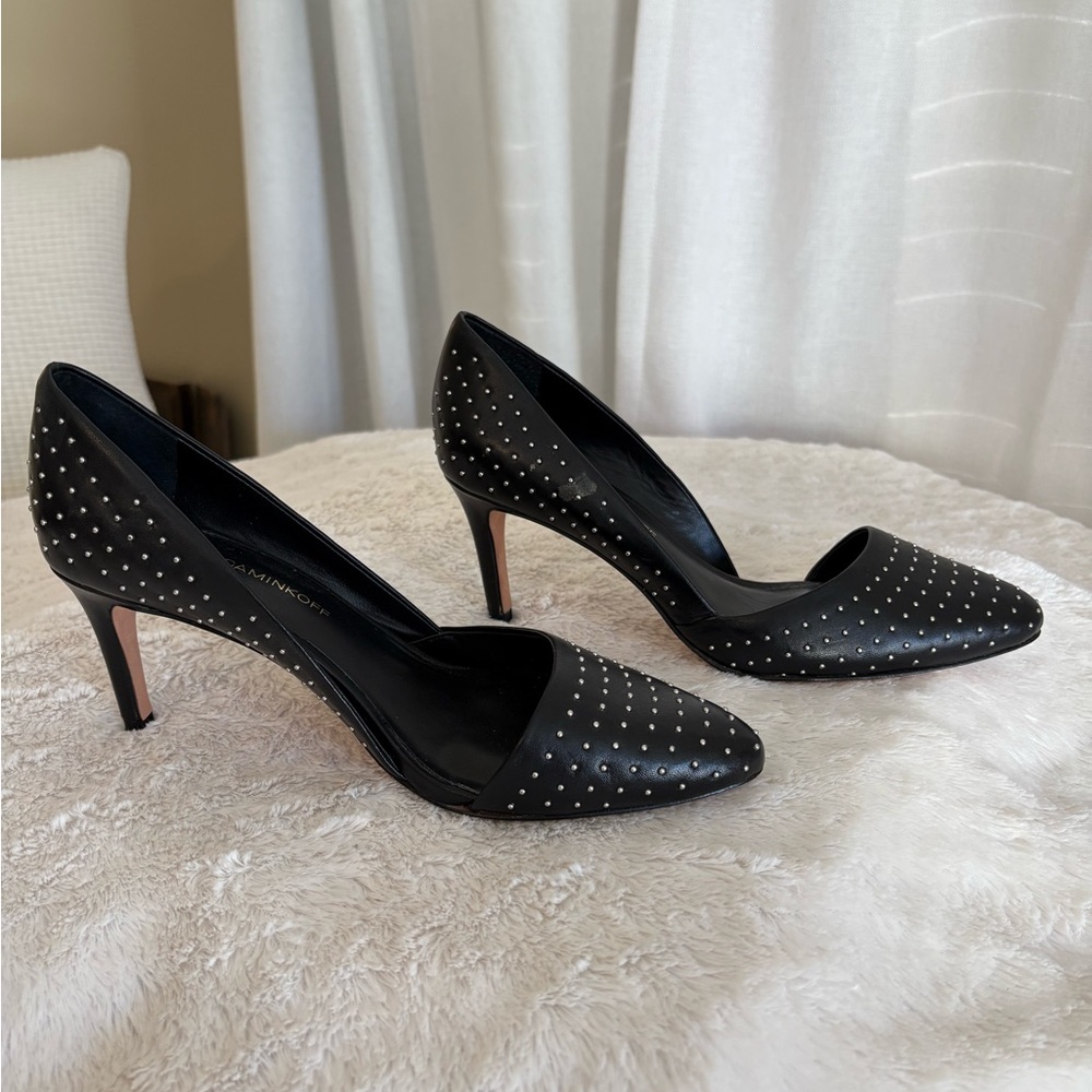 Rebecca Minkoff Black Studded Leather d’Orsay Heels